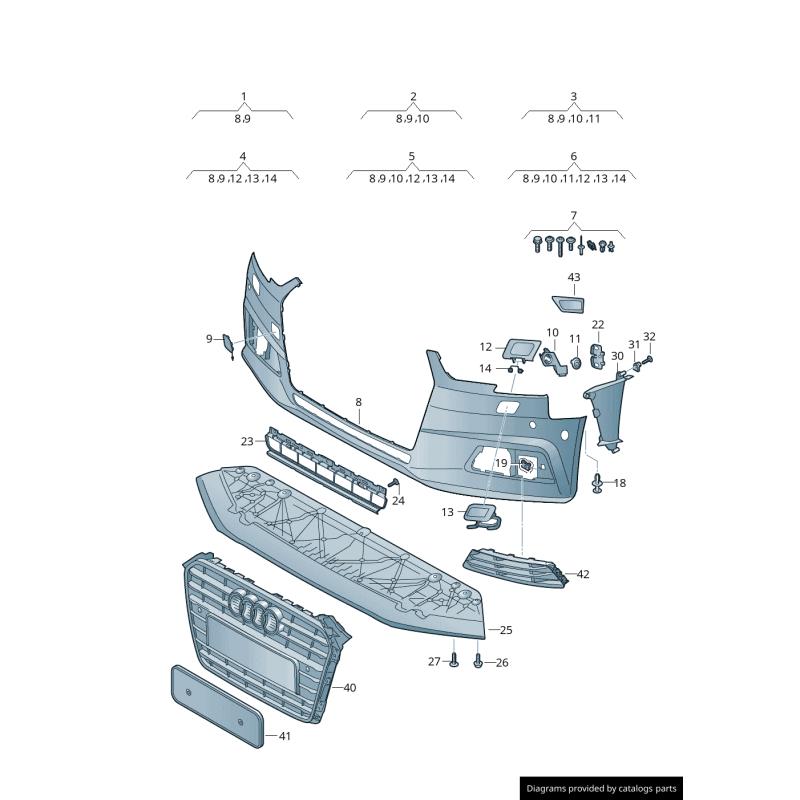AUDI A4 2015 – 2018 FRONT BUMPER GRILLE LOWER CENTRE SECTION BLACK NEW