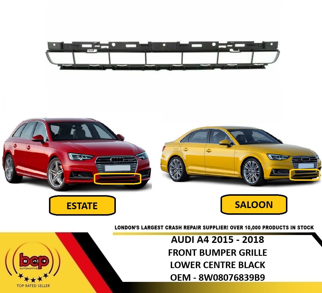 AUDI A4 2015 – 2018 FRONT BUMPER GRILLE LOWER CENTRE SECTION BLACK NEW