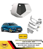 Load image into Gallery viewer, AUDI A3 2020-2024 FRONT BUMPER GRILLE WITH SILVER FRAME AND PDC DRIVER RIGHT NEW