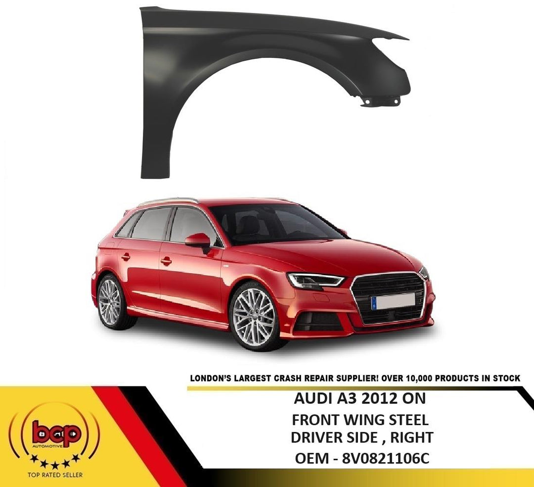 AUDI A3 2012 - 2020 FRONT WING FENDER RIGHT DRIVERS SIDE STEEL READY TO PAINT