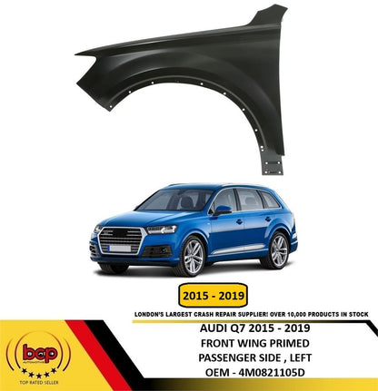 AUDI Q7 2015-2019 FRONT WING FENDER PRIMED ALUMINIUM PASSENGER SIDE LEFT