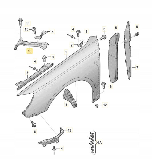 AUDI A3 2012 - 2019 FRONT WING UPPER BRACKET METAL FENDER HOLDER PASSENGERS LEFT