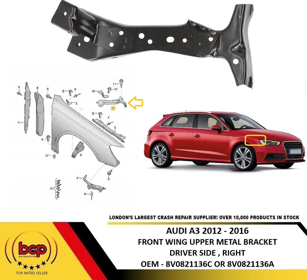 AUDI A3 2012 - 2019 FRONT WING UPPER BRACKET METAL FENDER HOLDER DRIVERS RIGHT