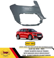 AUDI Q2 2016–2021 FRONT BUMPER CORNER END CAP PRIMED NO PDC HOLES DRIVER RIGHT