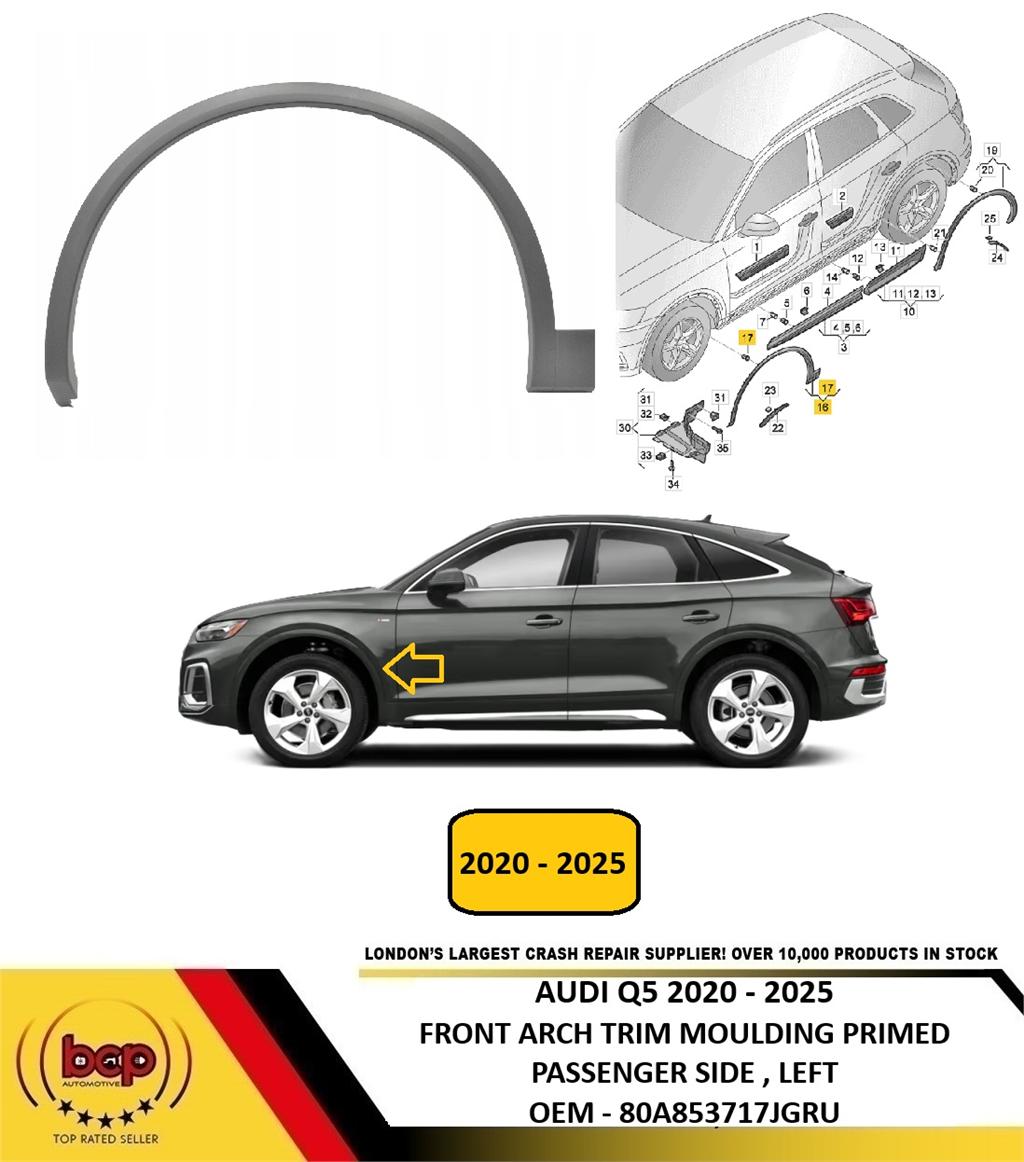 AUDI Q5 2020 - 2025 FRONT ARCH TRIM MOULDING PRIMED PASSENGER LEFT 80A853717JGRU