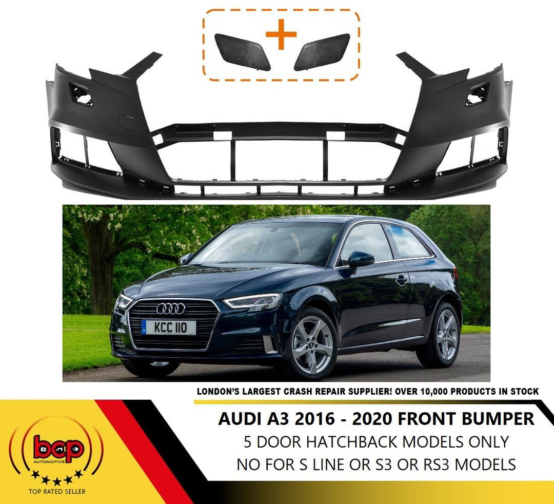 AUDI A3 2016 - 2020 FRONT BUMPER NO SENSOR HOLES PRIMED CERTIFIED 8V0807065QGRU