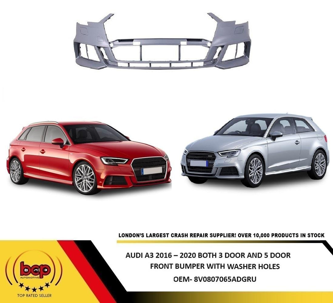 AUDI A3 2016 – 2020 FRONT BUMPER SLINE WITH WASHER JET HOLES ONLY HATCHBACK ONLY