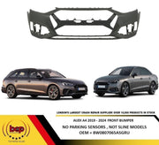 AUDI A4 2019 – 2024 FRONT BUMPER NOT SLINE MODEL NO PARKING SENSORS OEM QUALITY