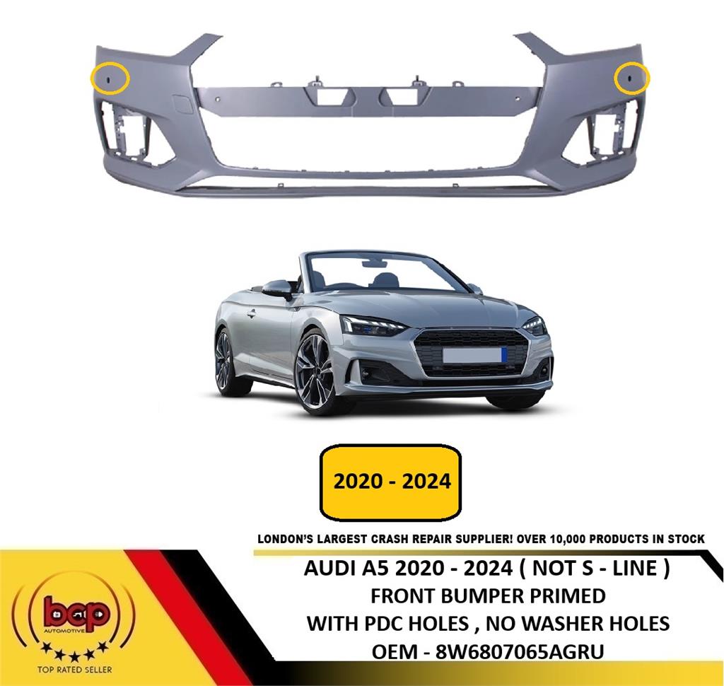AUDI A5 2020-2024 STANDARD MODELS FRONT BUMPER PRIMED WITH PARKING SENSOR HOLES