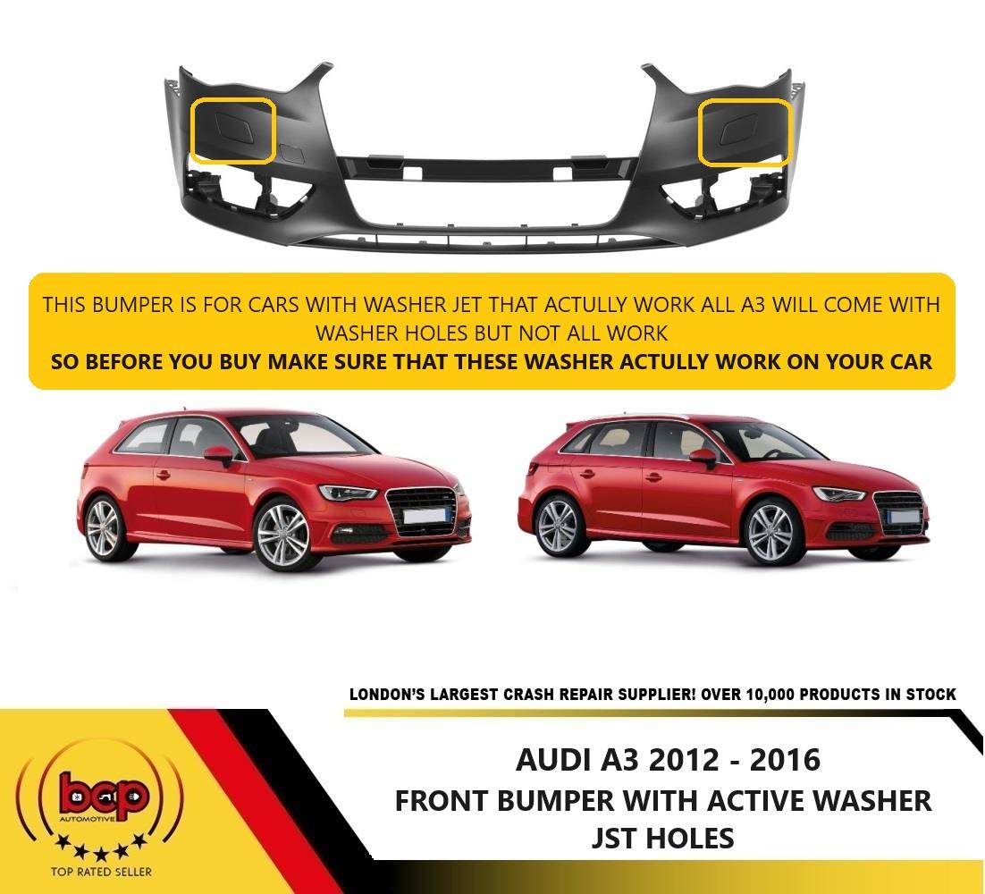 AUDI A3 2012 - 2016 FRONT BUMPER WITH ACTIVE WASHER JET NO SENSORS