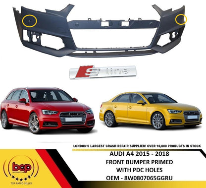 AUDI A4 2015 – 2018 FRONT BUMPER WITH PARKING SENSOR HOLES SLINE MODEL ONLY