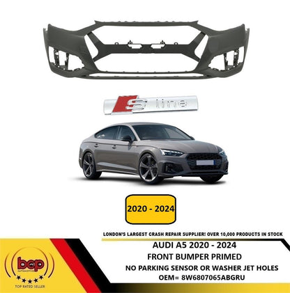 AUDI A5 2020 - 2024 SLINE FRONT BUMPER PRIMED NO PARKING SENSOR OR WASHER HOLES