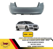 AUDI A3 5 DOOR ONLY 2008 - 2012 REAR BUMPER NO SENSOR HOLE NOT S - LINE MODELS