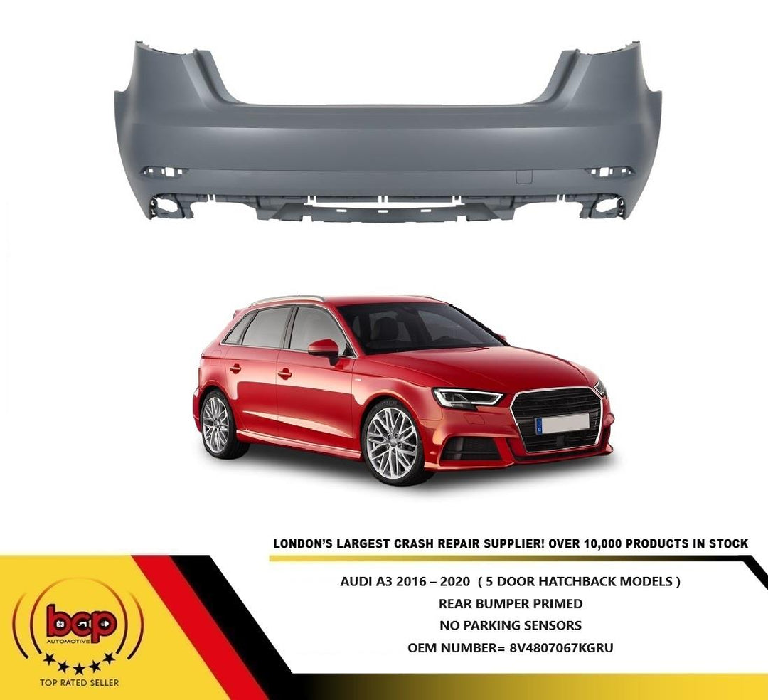 AUDI A3 2016 – 2020 REAR BUMPER 5 DOOR HATCHBACK MODELS ONLY NOT SLINE MODELS