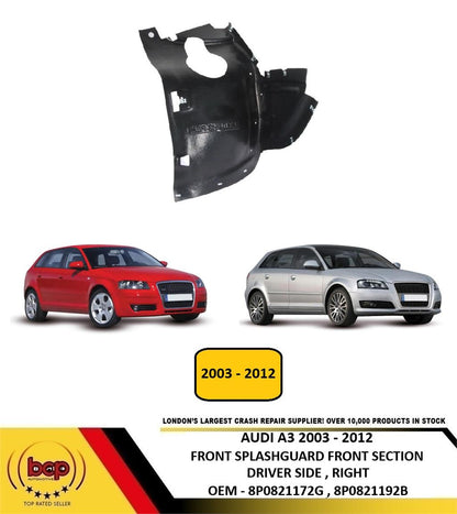 AUDI A3 2003 - 2012 FRONT SPLASHGUARD WHEEL LINER FRONT SECTION DRIVER RIGHT