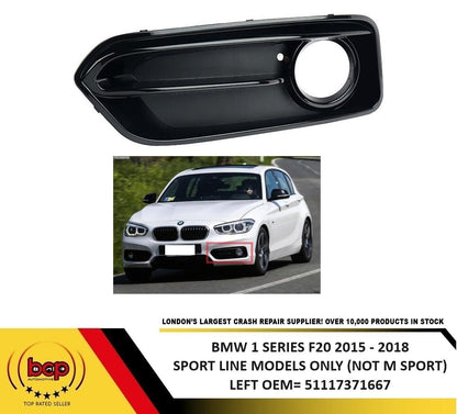 BMW 1 SERIES 2015 - 2019 FOG LIGHT GRILLE BUMPER LEFT GRILE SPORT LINE MODEL