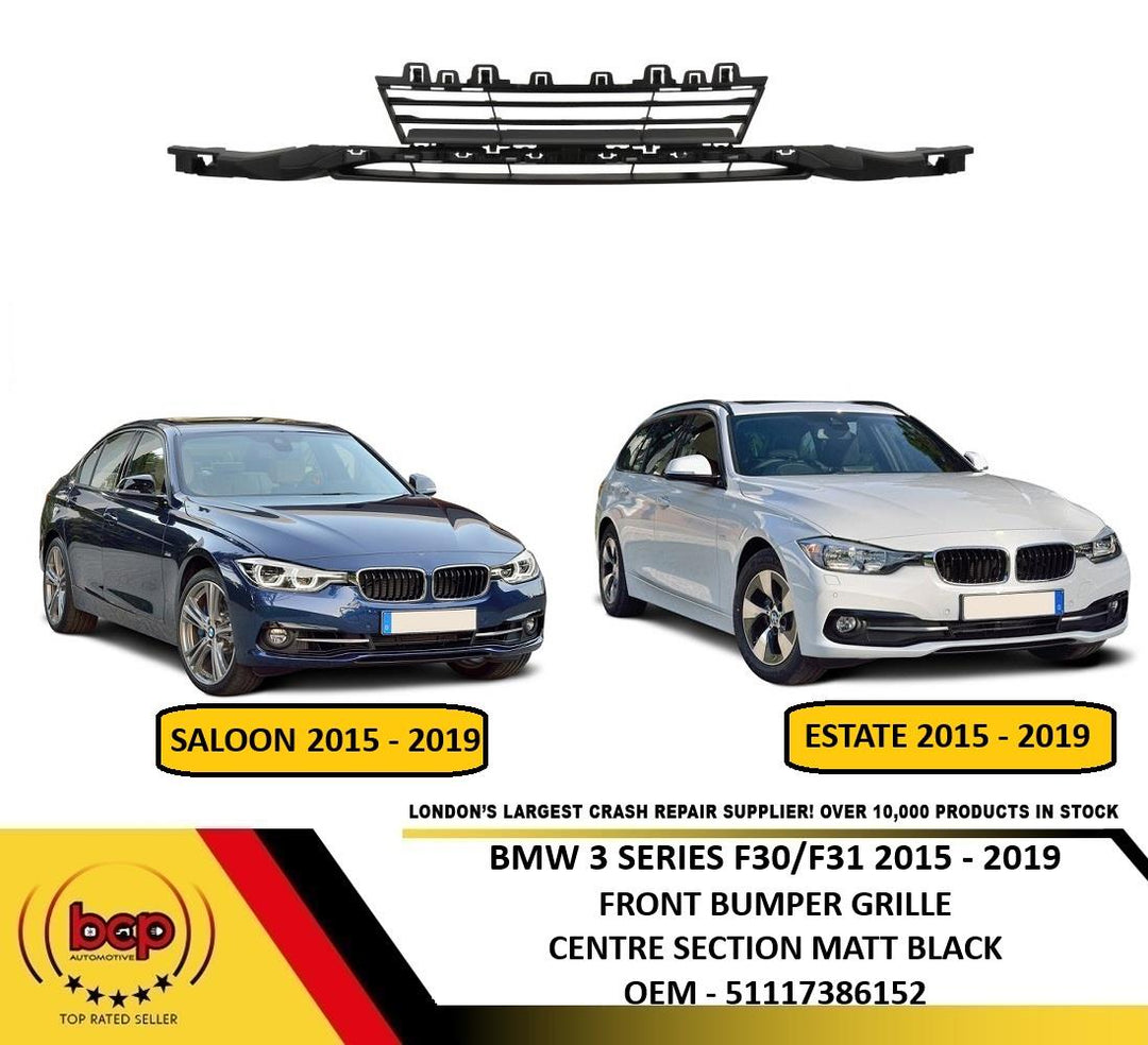 BMW 3 SERIES F30 F31 2015 – 2019 FRONT BUMPER LOWER CENTRE GRILLE NOT M SPORT