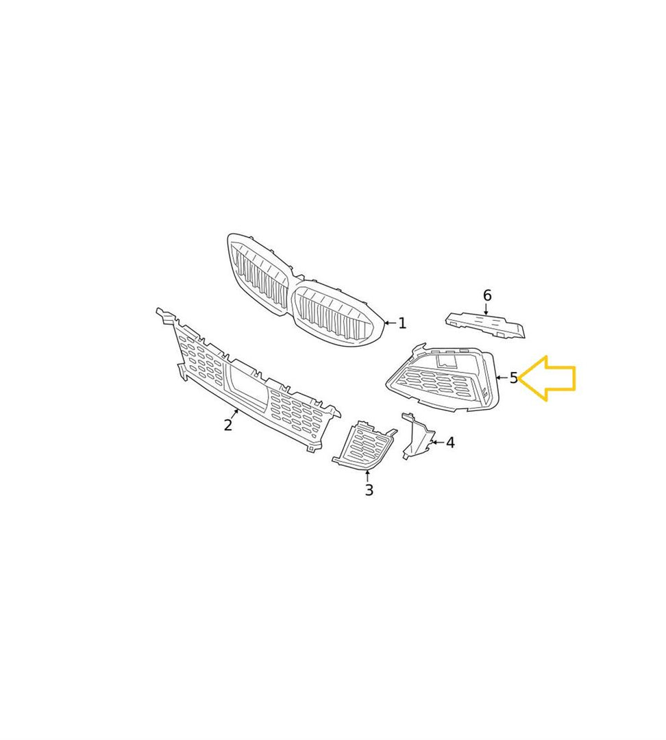 BMW 3 SERIES M SPORT G20 G21 2019 – 2023 FRONT BUMPER FOG GRILLE PASSENGER LEFT