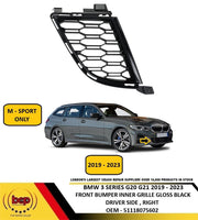 BMW 3 SERIES M SPORT G20 G21 2019–2023 FRONT BUMPER GRILLE GLOSS BLACK RIGHT O/S