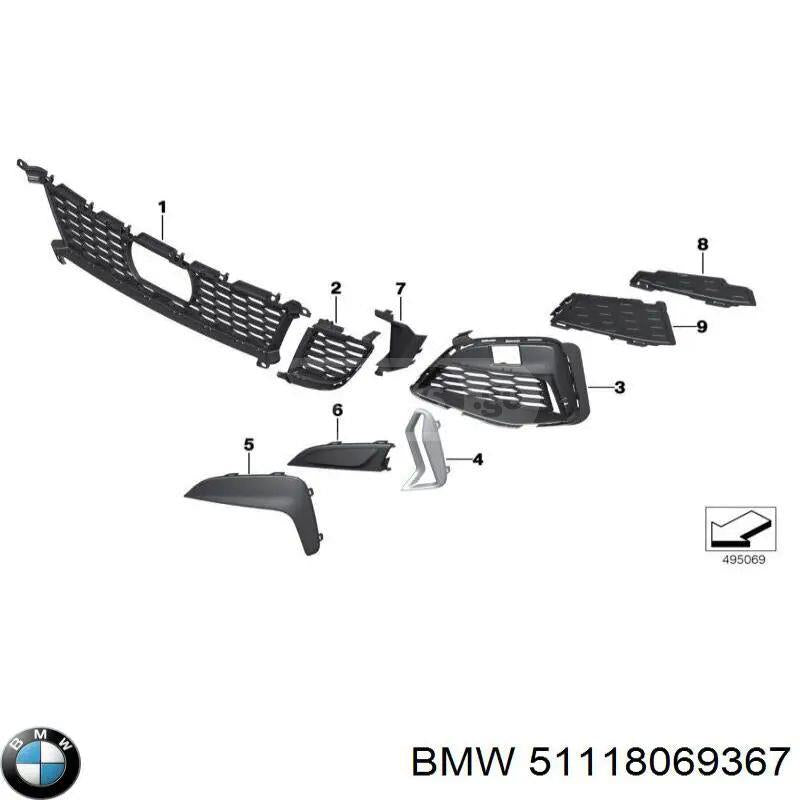 BMW 3 SERIES M SPORT G20 G21 2019–2023 FRONT BUMPER GRILLE GLOSS BLACK RIGHT O/S