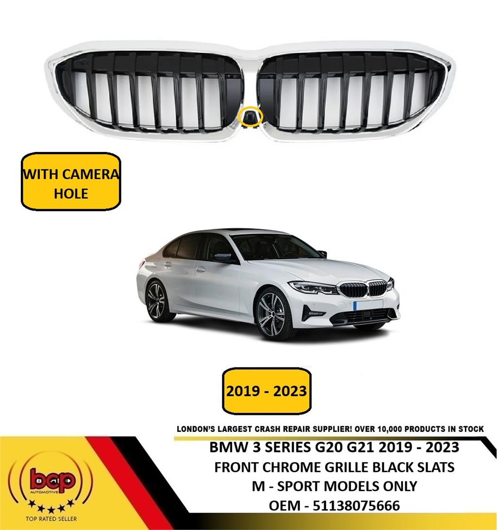 BMW 3 SERIES G20 G21 M SPORT 2019 – 2023 FRONT GRILLE CHROME WITH BLACK SLATS