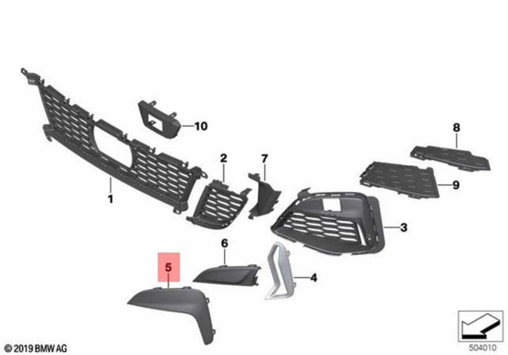 BMW 3 SERIES M SPORT G20 G21 2019 – 2023 FRONT FOG GRILLE KIT GLOSS BLACK LEFT