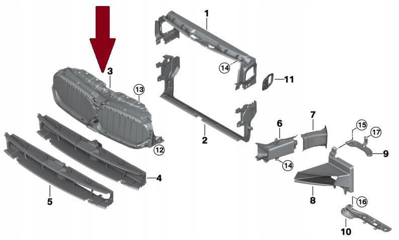 BMW 5 SERIES G30 G31 2020 - 2024 FRONT RADIATOR ACTIVE SHUTTER GRILLE WITH MOTOR
