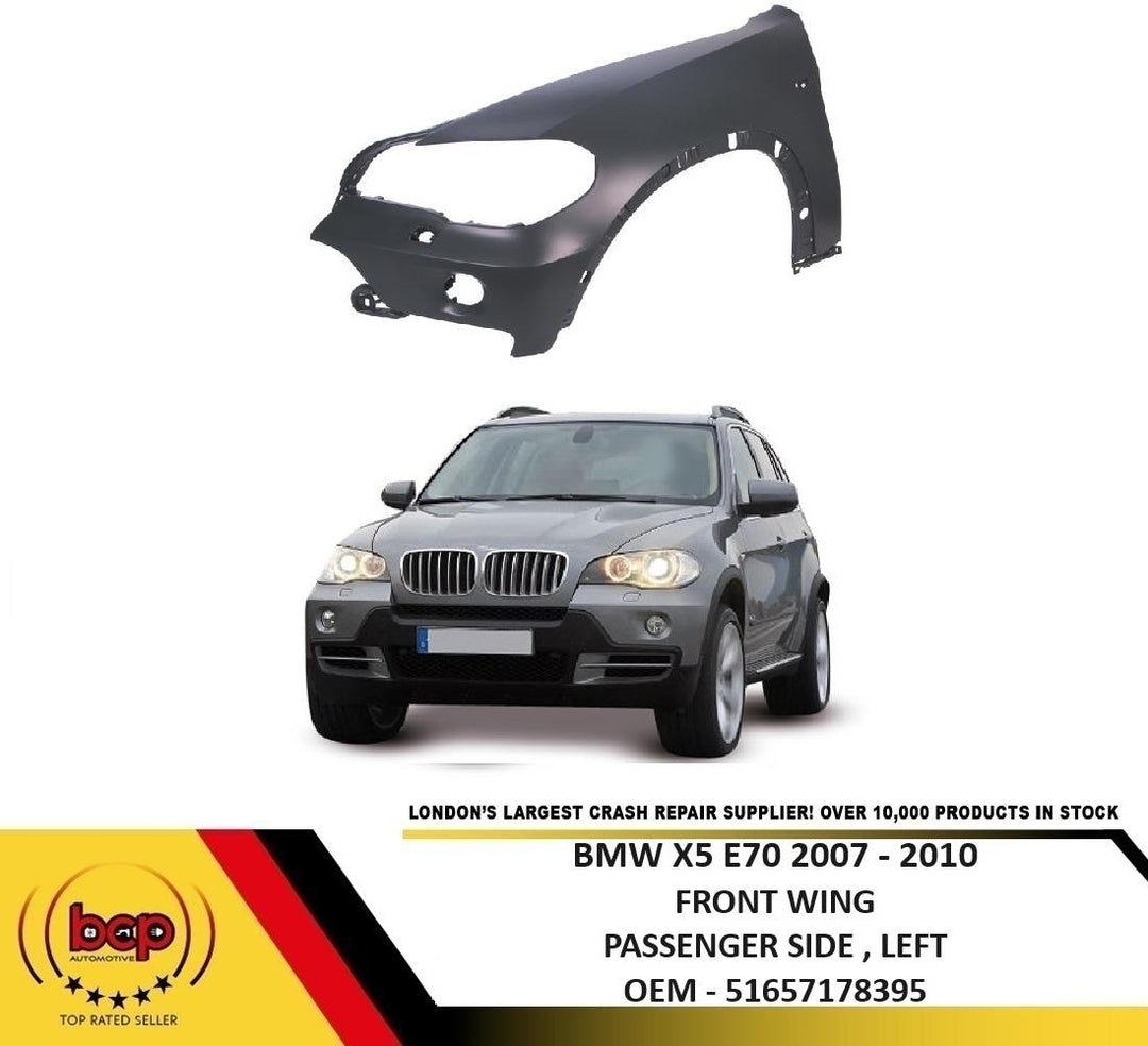 BMW X5 E70 2007 – 2010 FRONT WING WITH HEADLIGHT WASH LEFT PASSENGER 51657178395