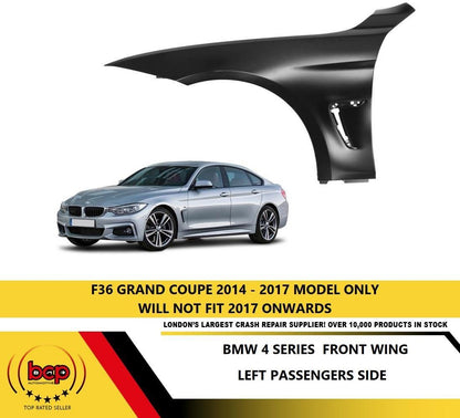 BMW 4 SERIES GRANDE COUPE f36 2013 - 2017 FRONT WING LEFT PASSENGERS SIDE PRIM