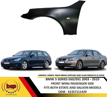 BMW 5 SERIES E60 E61 2003 - 2010 FRONT WING STEEL LEFT PASSENGER SIDE PRIMED