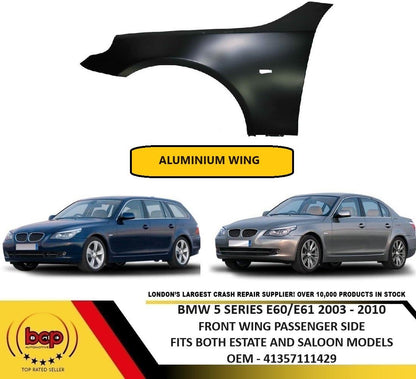 BMW 5 SERIES E60 2003>2010 FRONT WING L/H ALUMINIUM LEFT PASSENGER SIDE NEW