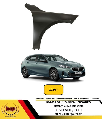 BMW 1 SERIES 2024 ON FRONT WING FENDER LEFT PRIMED DRIVER SIDE 41009492432