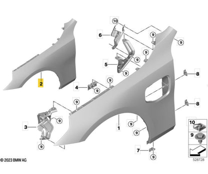 BMW 5 SERIES G60 2024 ON FRONT WING PANEL ALUMINIUM DRIVER RIGHT 41359633624