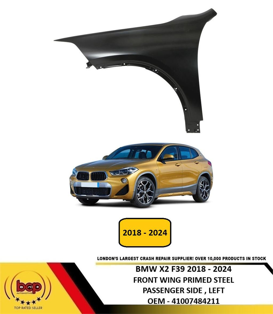BMW X2 F39 2018 - 2024 FRONT WING FENDER PRIMED STEEL PASSENGER LEFT 41007484211