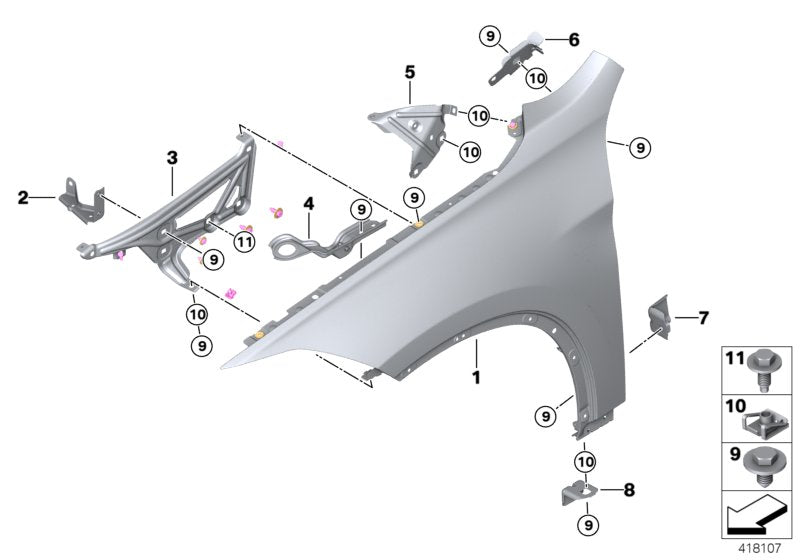 BMW X2 F39 2018 - 2024 FRONT WING FENDER PRIMED STEEL DRIVER RIGHT 41007484212