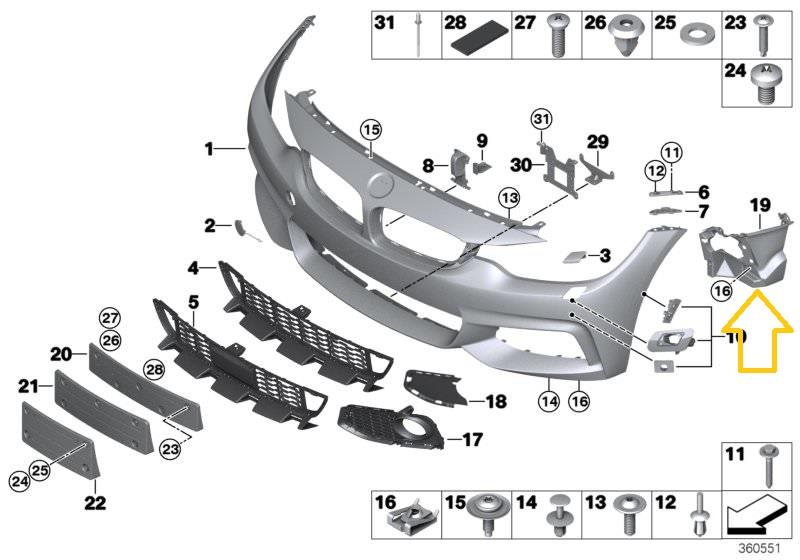 BMW 3 SERIES F30 2011 - 2018 FRONT FOG LAMP SUPPORT BRACKET M SPORT ONLY LEFT