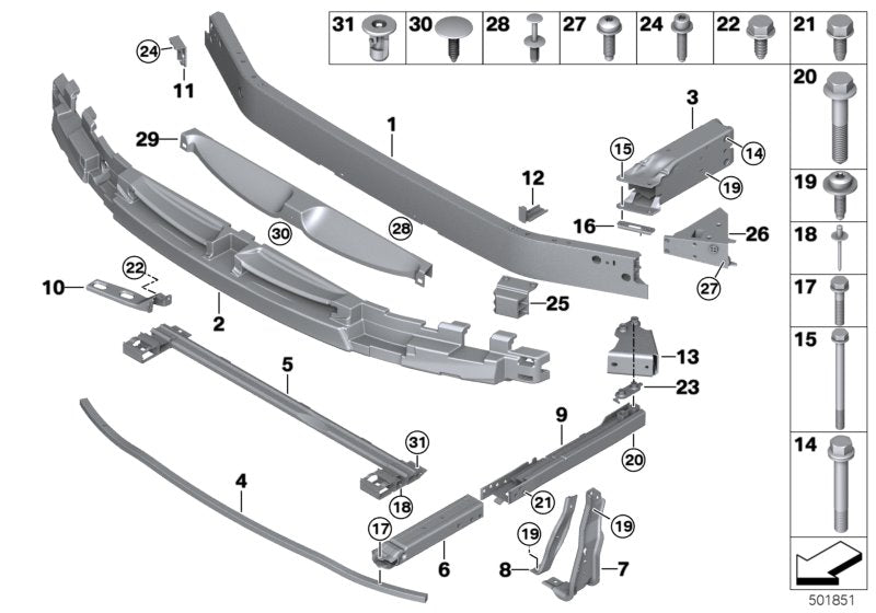 BMW X1 F48 2015 - 2022 FRONT REINFORCER CHASIS LEG BRACKET ALLY LEFT 51117406387
