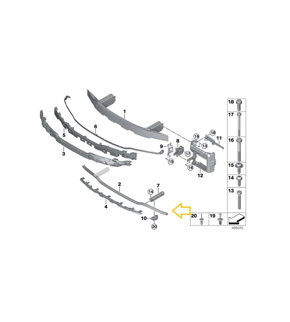 BMW 3 SERIES G20 G21 M SPORT 2019–2023 FRONT BUMPER LOWER REINFORCER ALUMINIUM