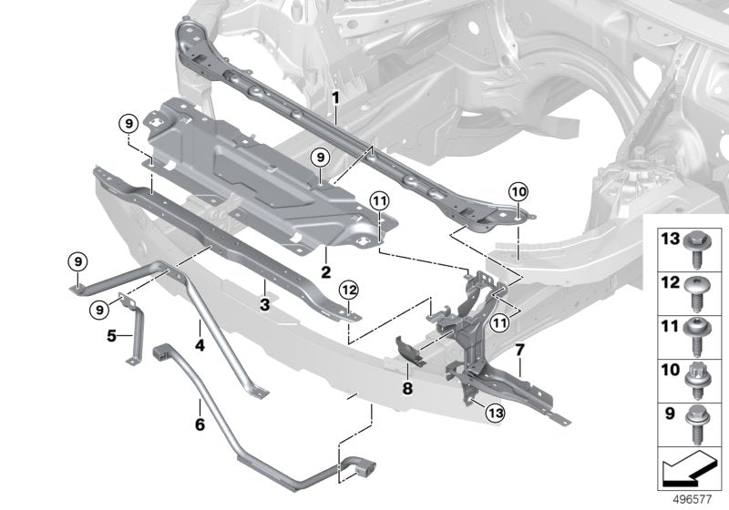 BMW 3 SERIES G20 G21 2019–2023 RADIATOR SUPPORT PANEL BRACKET V -SHAPE ALUMINIUM
