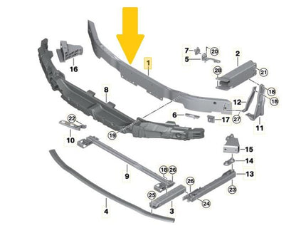 BMW 1 SERIES F40 2019 ON FRONT BUMPER REINFORCER CARRIER IMPACT BAR UPPER