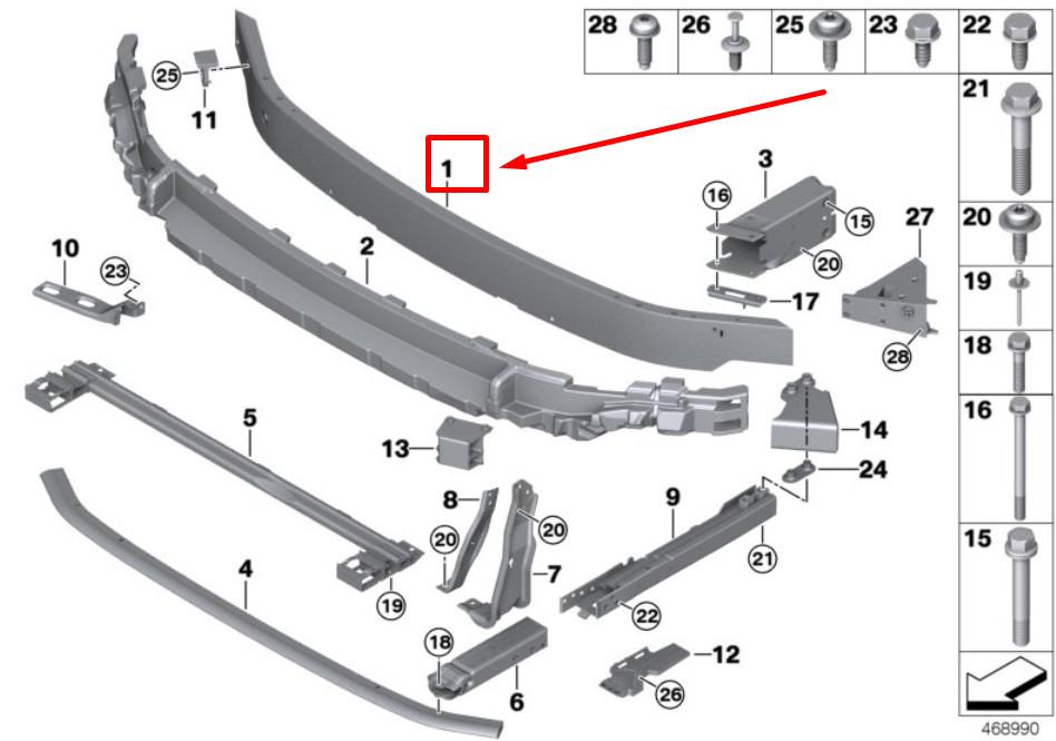MINI COUNTRYMAN 2016-2020 FRONT BUMPER REINFORCER IMPACT BAR ALLY 51117378727