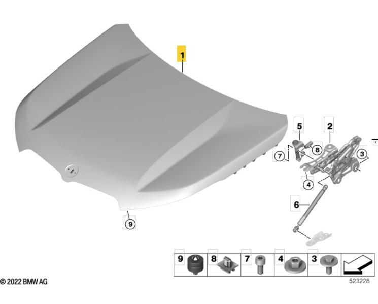 BMW X1 U11 2022 ONWARDS BONNET ENGINE HOOD PRIMED ALUMINIUM NEW 41009629102