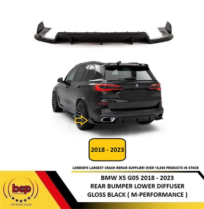 BMW X5 G05 2018 - 2023 REAR BUMPER LOWER DIFFUSER GLOSS BLACK M PERFORMANCE NEW