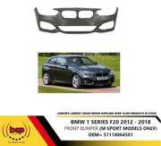 BMW 1 SERIES F20 2012 – 2018 FRONT BUMPER M SPORT MODELS NO SENSORS 51118064581