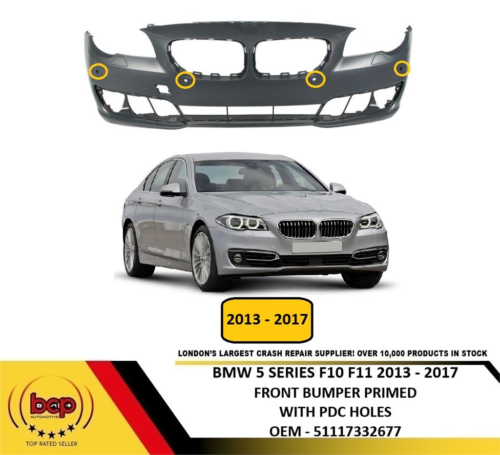 BMW 5 SERIES F10 F11 2013 – 2017 FRONT BUMPER  PARKING SENSOR & WASHER HOLES NEW