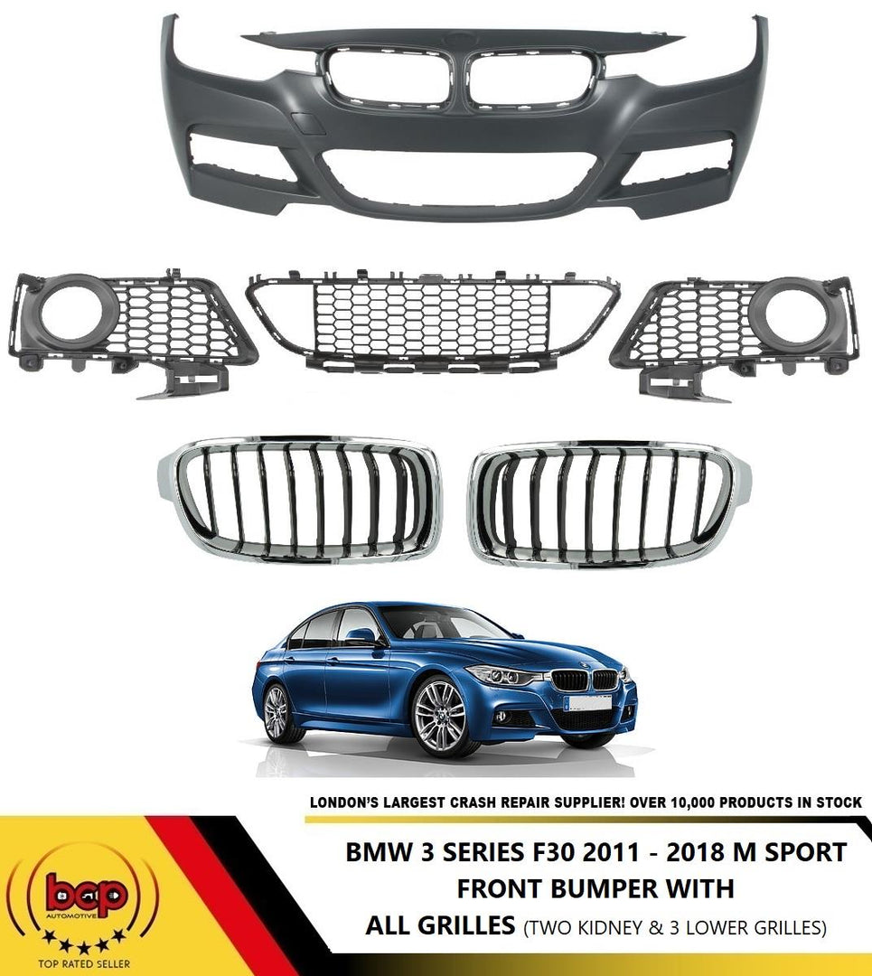 BMW 3 SERIES F30 F31 2012 - 2019 FRONT BUMPER PRIMED M SPORT WITH ALL GRILLES