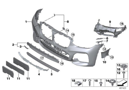 BMW X3 G01 2017 - 2021 FRONT BUMPER PRIMED WITH 2 PARKING SENSOR HOLES M SPORT