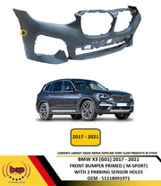 BMW X3 G01 2017 - 2021 FRONT BUMPER PRIMED WITH 2 PARKING SENSOR HOLES M SPORT