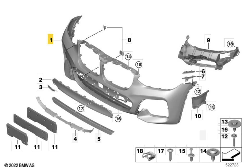 BMW X3 G01 M SPORT 2017 - 2021 FRONT BUMPER PRIMED PARK ASSIST AND CAMERA HOLE