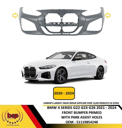 BMW 4 SERIES G22 G23 2020 - 2024 FRONT BUMPER PRIMED WITH PDC HOLES 51119854248